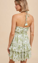*SALE! Alery Fern Green Floral Halter Mini Dress