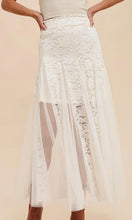 Anvy - Ivory Lace Panel Smocked Godet Maxi Skirt