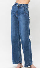 Atrie Medium Double Button High Waist Stretch Wide Leg Denim Jean
