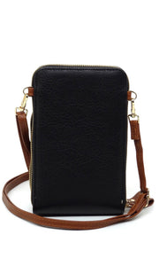 Bradford-Sage Vegan Leather Cellphone Crossbody Bag