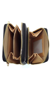Bradford-Mustard Vegan Leather Cellphone Crossbody Bag