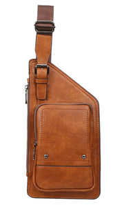 Beverly-Brown Vegan Leather Crossbody Sling Handbag Bag