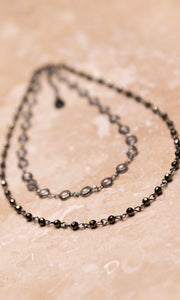 Kadee Hematite Clear Bead Double Layer Necklace