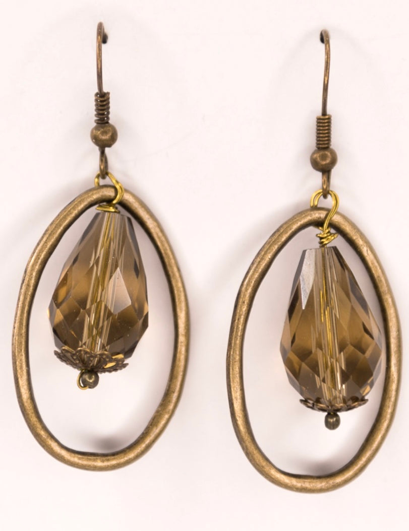 Bijou Crystal Oval Hoop Teardrop Earrings