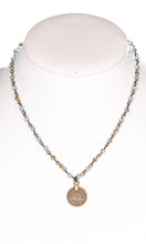 Roxie Turquoise Bronze Coin Pendant Beaded Chain Short Necklace