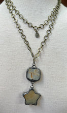 Melissa Amazonite Star & Square Stone Pendant Long Necklace