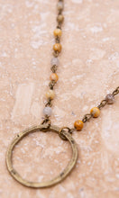 Nova Bamboo Agate Beaded Circle Pendant Short Necklace