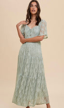 Argy-Sage Green Lace Tiered Smocked Maxi Dress