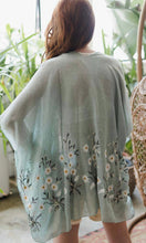 Aisy Sage Green Daisy Floral Embroidery Kimono Top
