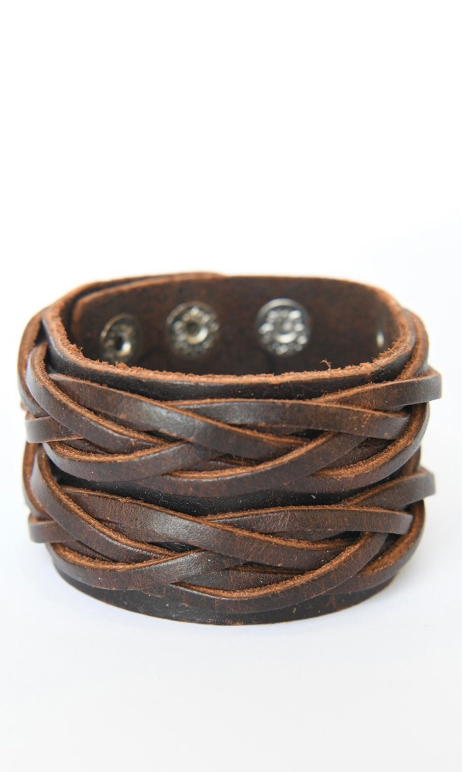 Punk Brown Wide Braided Genuine Leather Cuff Bracelet