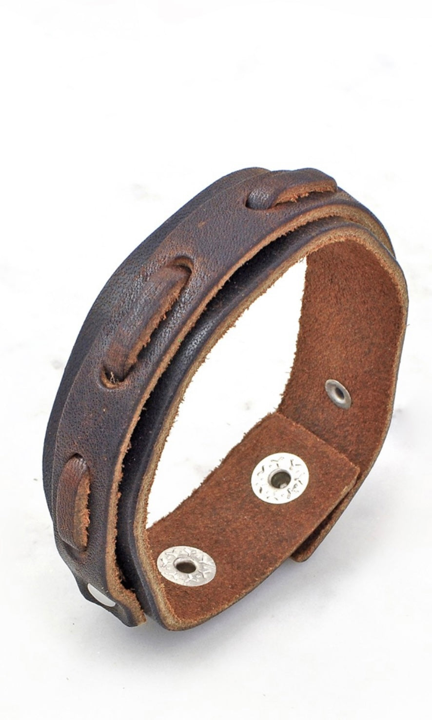 Punk Brown Loop Leather Thin Cuff Bracelet