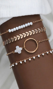 Dainty Gold Metal Layering Bracelet Set of 4