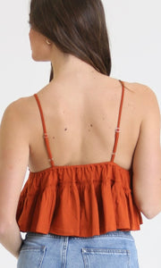 *SALE! Axion Rust Tiered Cropped Knit Tank Shirt Top