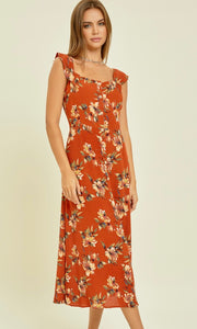 *SALE! Assie Clay Rustic Floral Smocked Midi Dress