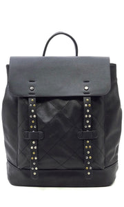 Bree Black Quilted Vegan Leather Studded Handbag