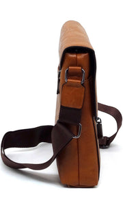 Blaze-Brown Vegan Leather Messenger Crossbody Bag