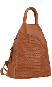 Blake Brown Vegan Leather One & Double Strap Crossbody Backpack