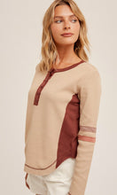 Axea Taupe Colorblock Knit Henley Top