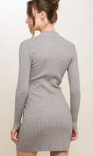 Arcka Heather Grey Cableknit Mock Neck Mini Sweater Dress