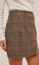 Andin Brown Plaid Pocketed Mini Skirt