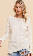 *SALE! Adare - Ivory Thermal Knit Uneven Detail Pullover Shirt Top to