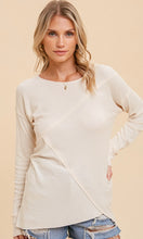 *SALE! Adare - Ivory Thermal Knit Uneven Detail Pullover Shirt Top to