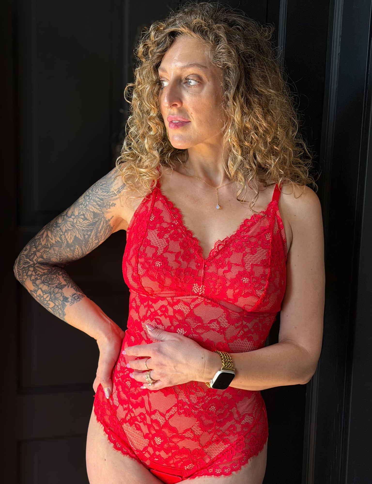 Ivana Shapewear Firm Control Smoothing Full Lace Thong Bodysuit