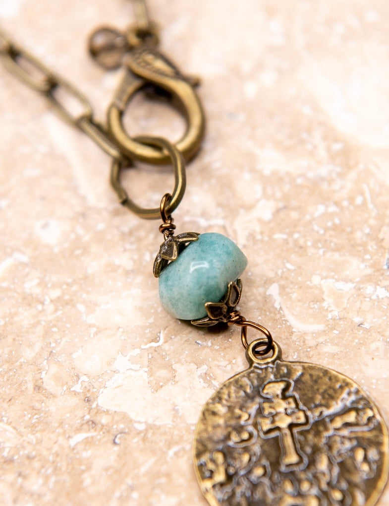 Jordan Amazonite Beaded Copper Charm Necklace