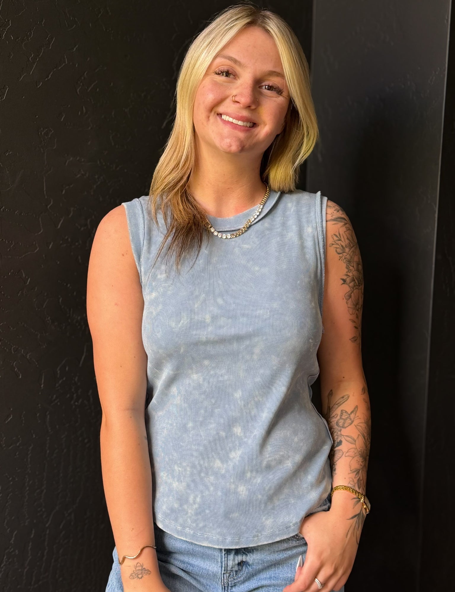 Kataleya Exposed Seaming Ribbed Tank Top