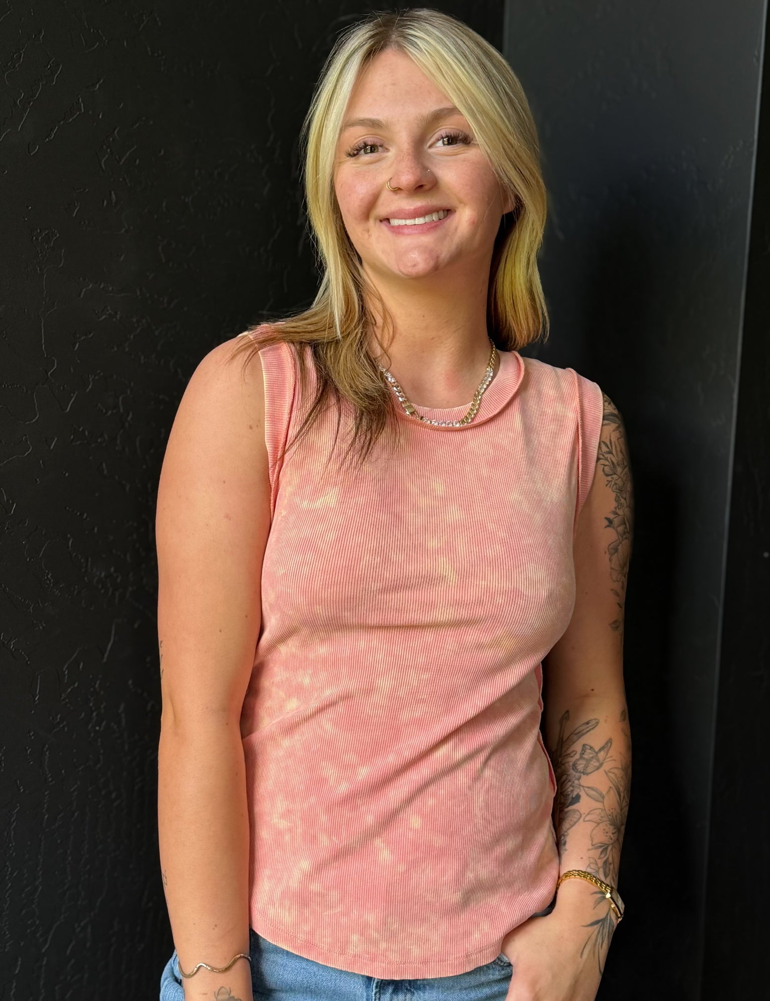 Kataleya Exposed Seaming Ribbed Tank Top