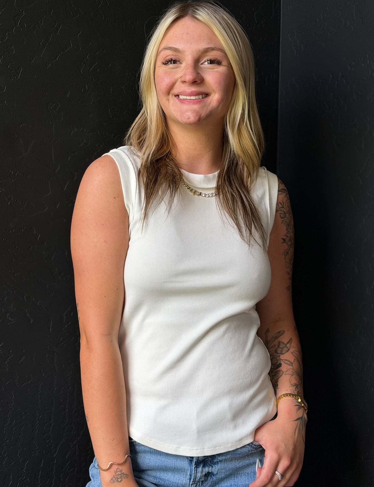 Kataleya Exposed Seaming Ribbed Tank Top