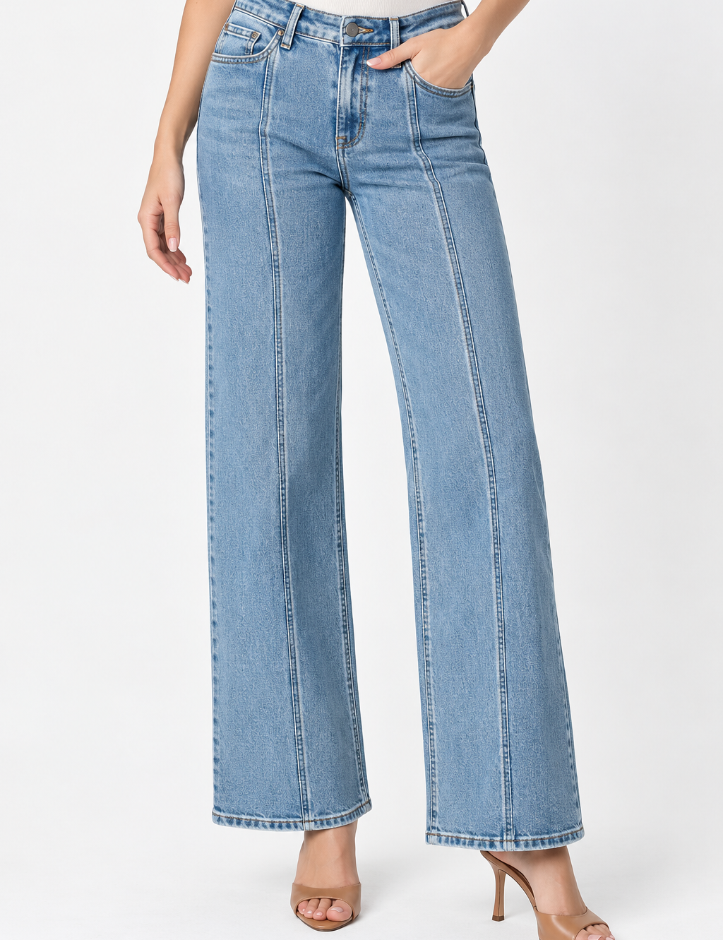 Drew Billbergia High Rise Front Seam Wide Leg Jean