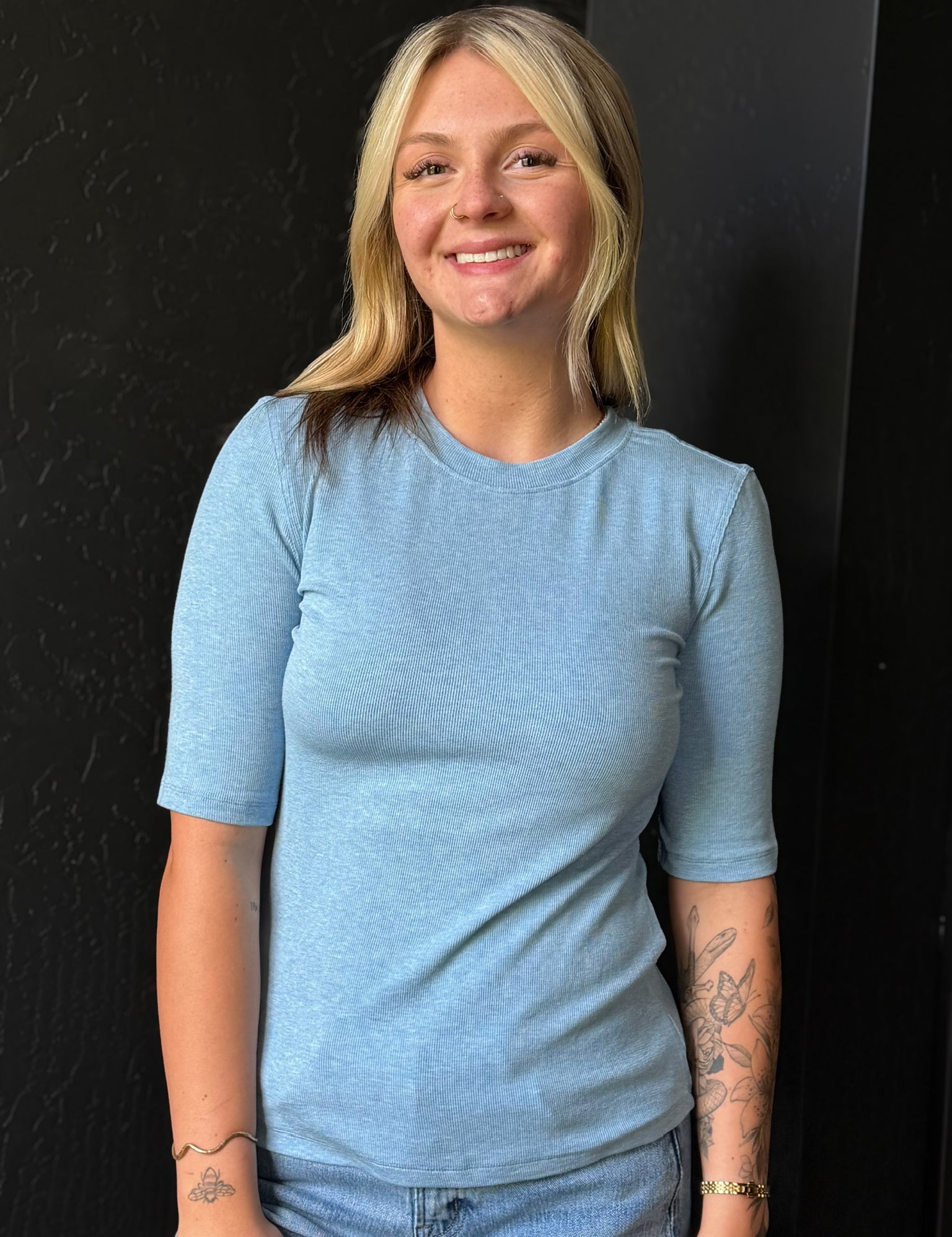Luna Classic Ribbed Crewneck Short Sleeve Top