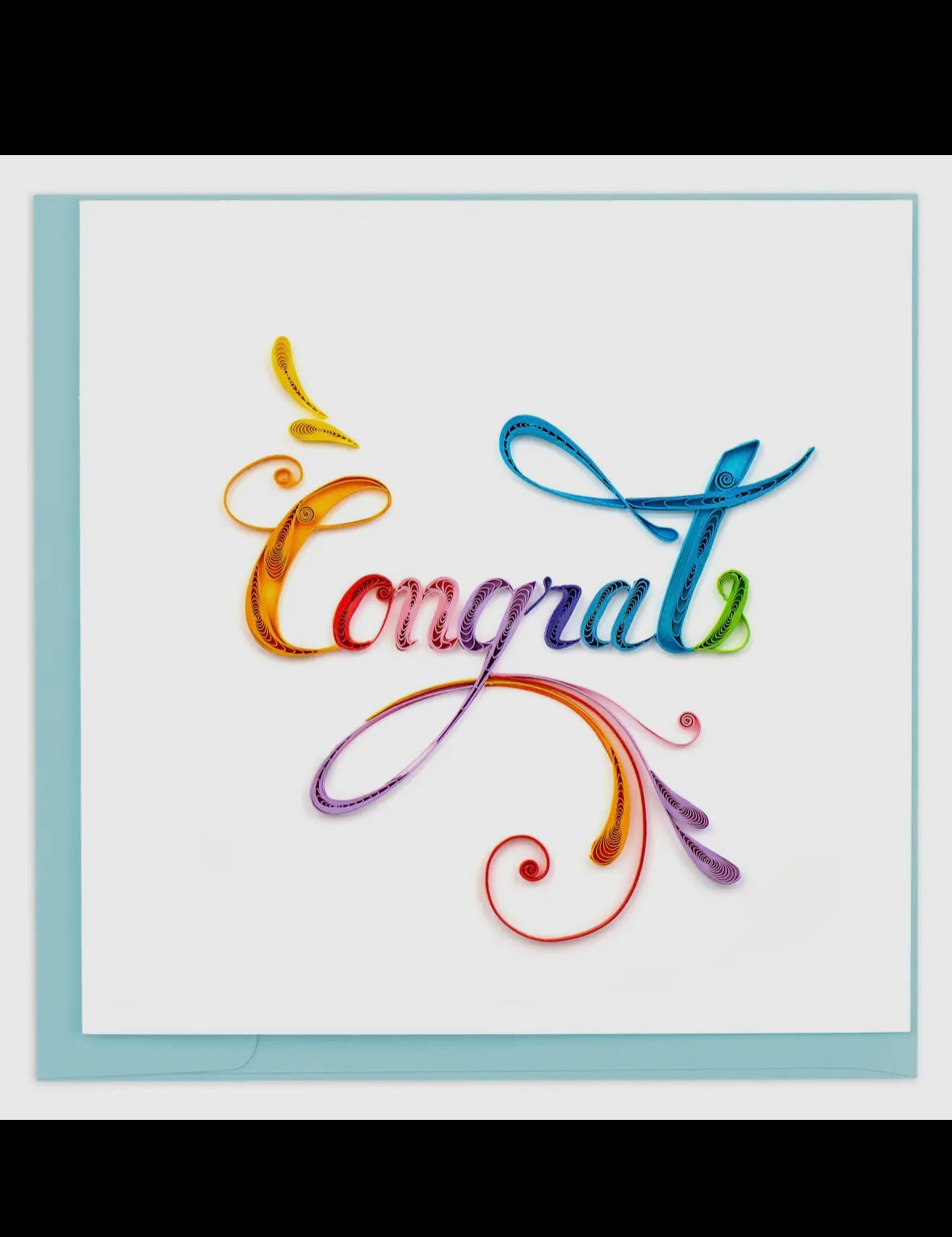 Colorful 'Congrats' card with decorative text on a white background