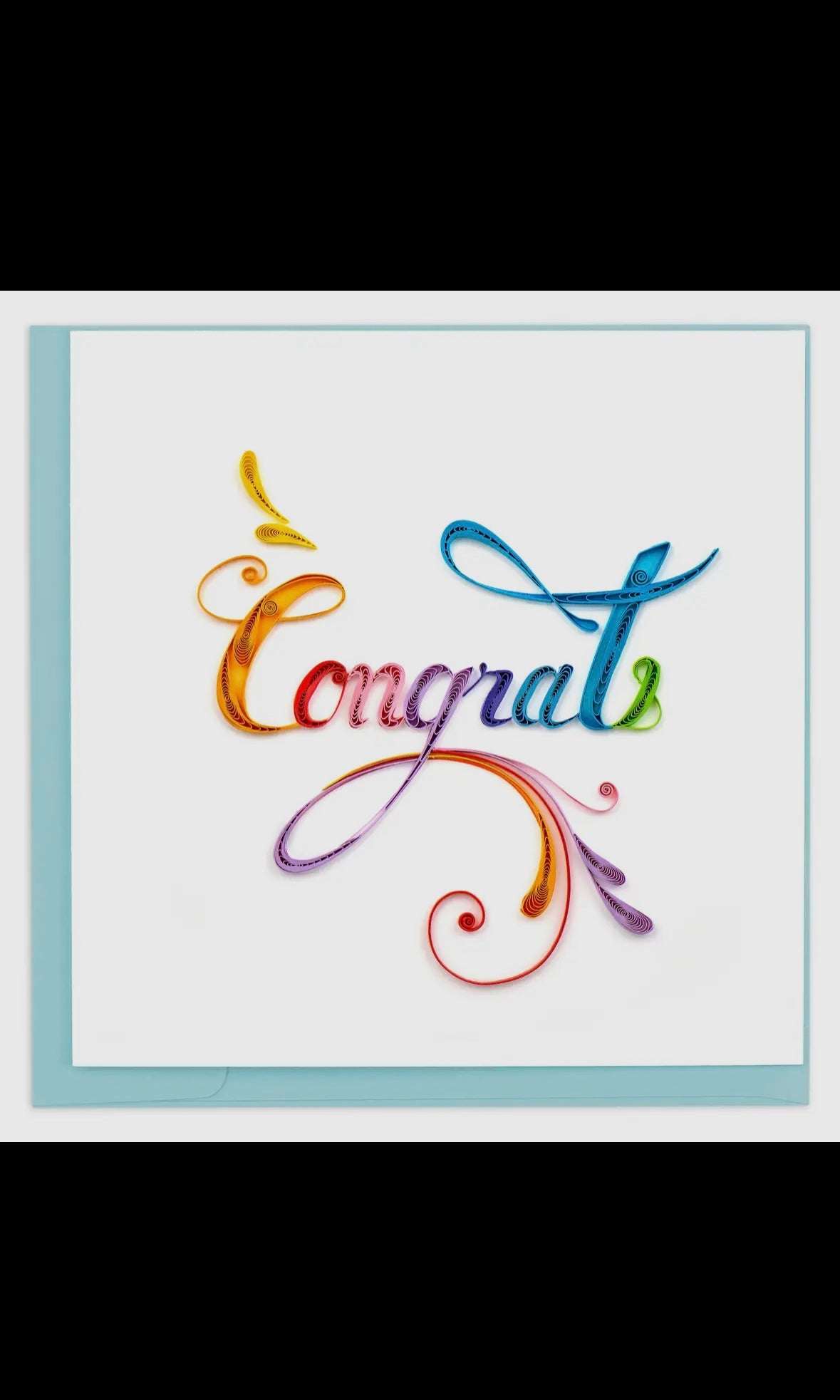 Colorful 'Congrats' card with decorative text on a white background