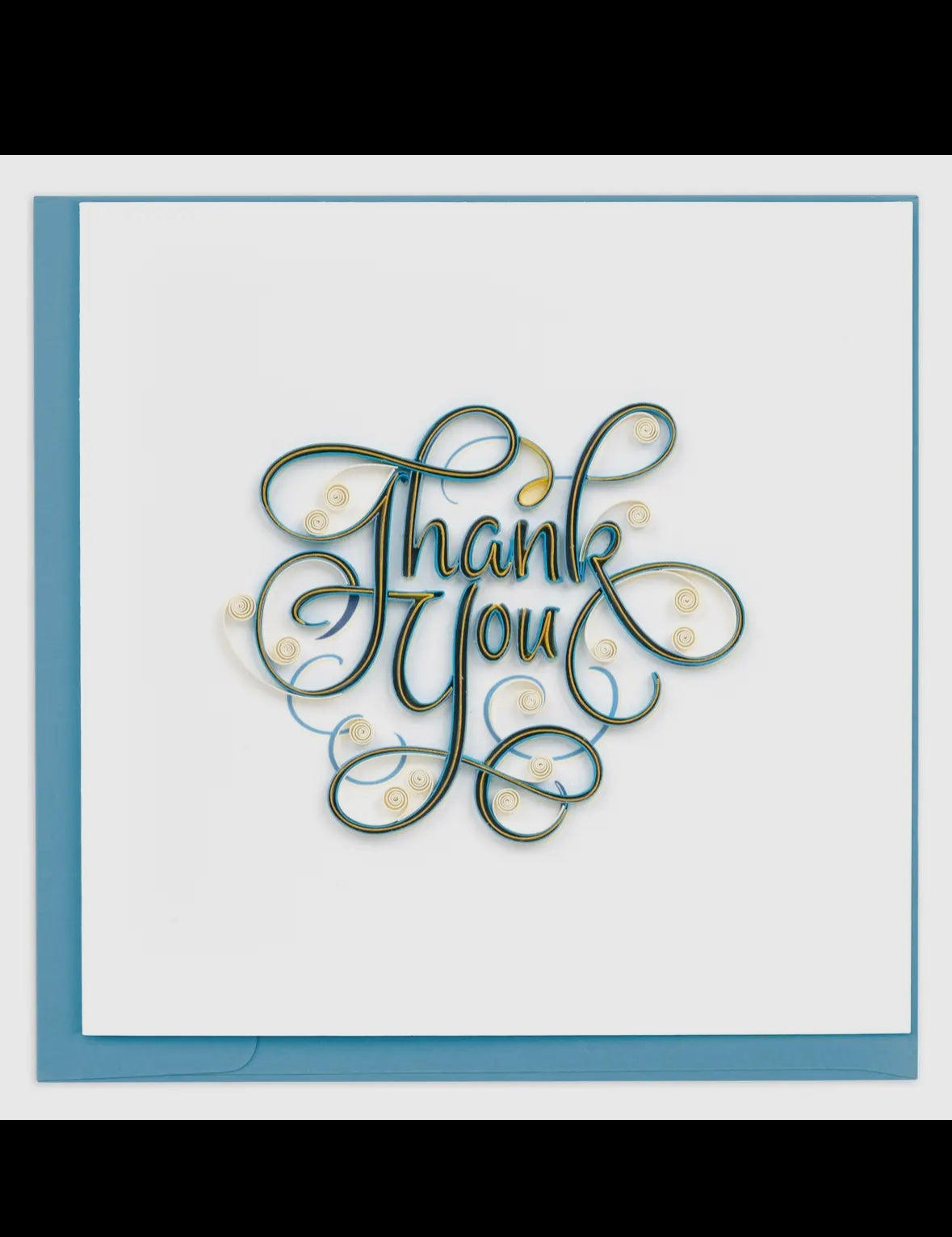 Card with 'Thank You' in decorative script on a white background
