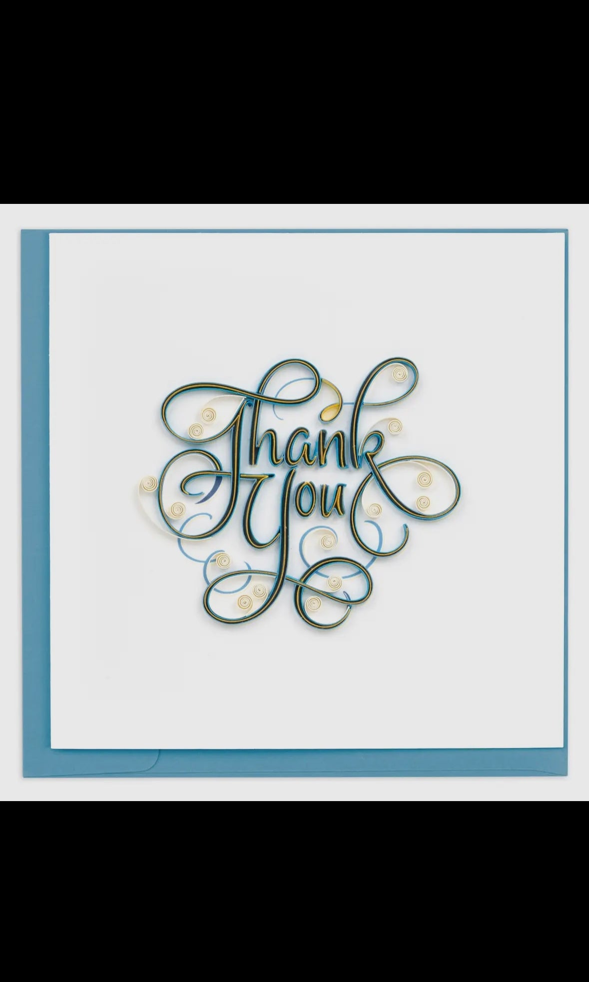 Card with 'Thank You' in decorative script on a white background