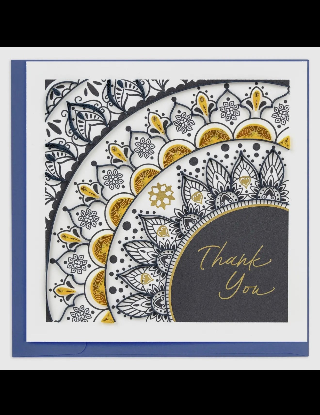 Decorative card with intricate patterns and 'Thank You' text on a white background