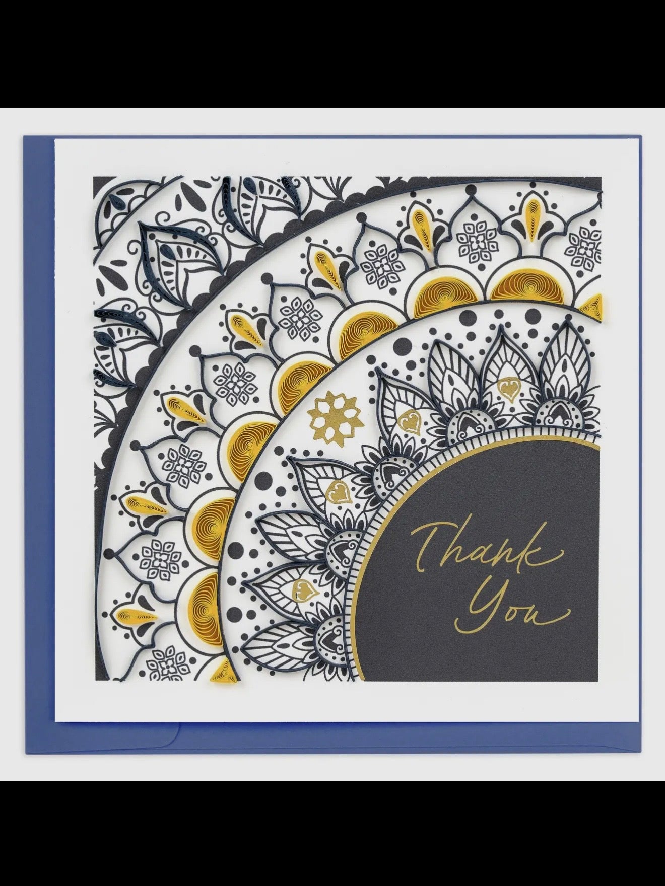Decorative card with intricate patterns and 'Thank You' text on a white background