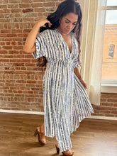 Sophia V Neck Striped Midi Dress