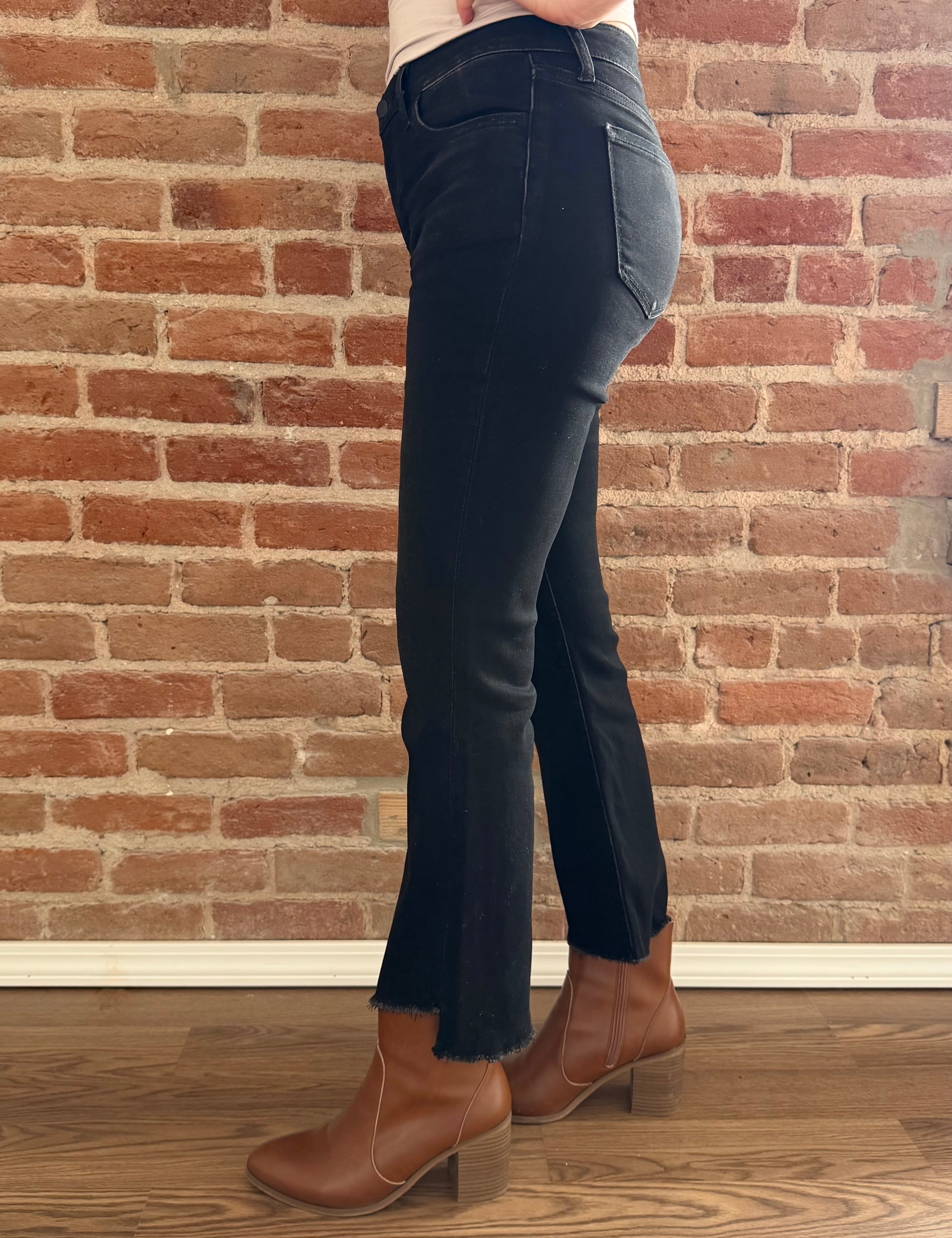 Tobias Mid Rise Raw Step Hem Crop Flare Jeans
