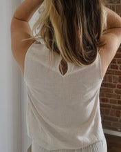 Tru Natural Floral Applique Double Hem Tank