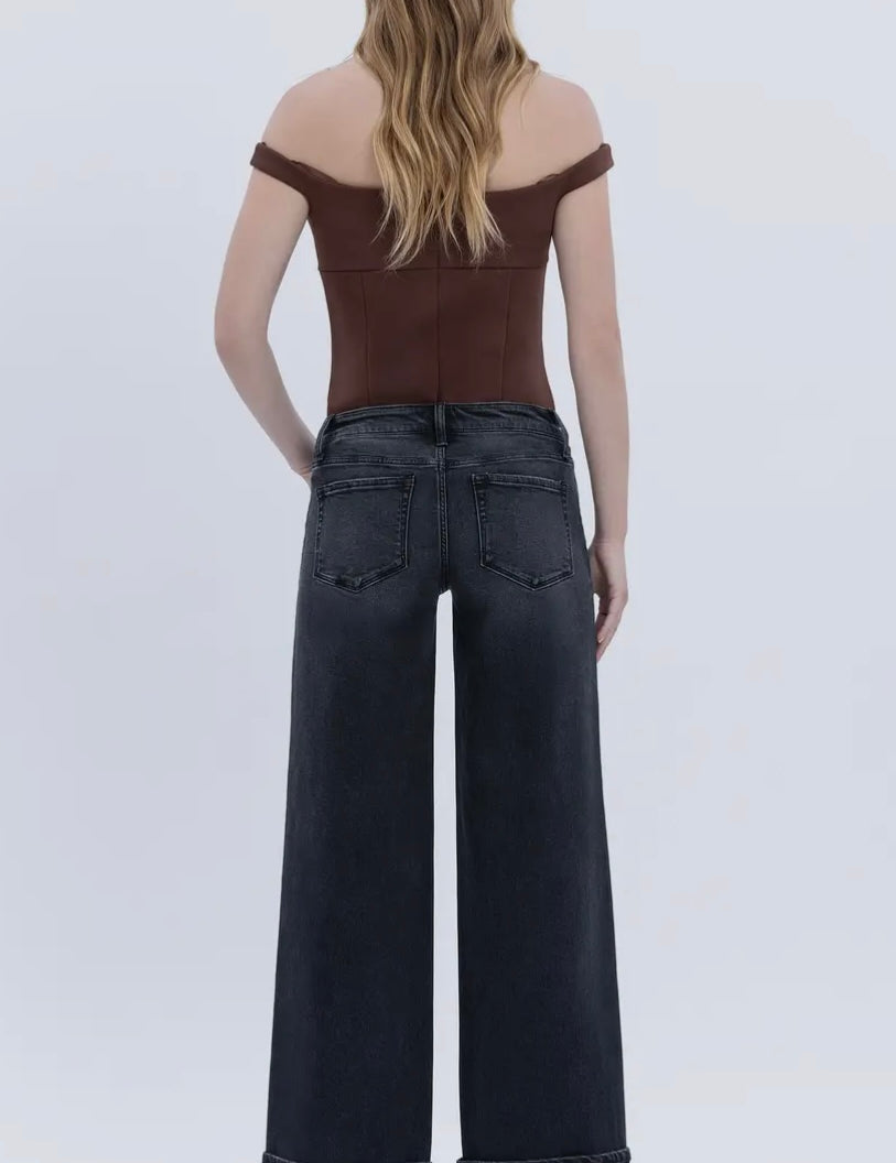 Tyler Low Rise Cuffed Baggy Wide Jeans