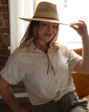 Tyson Sand Breezy Jacquard Short Sleeve Top