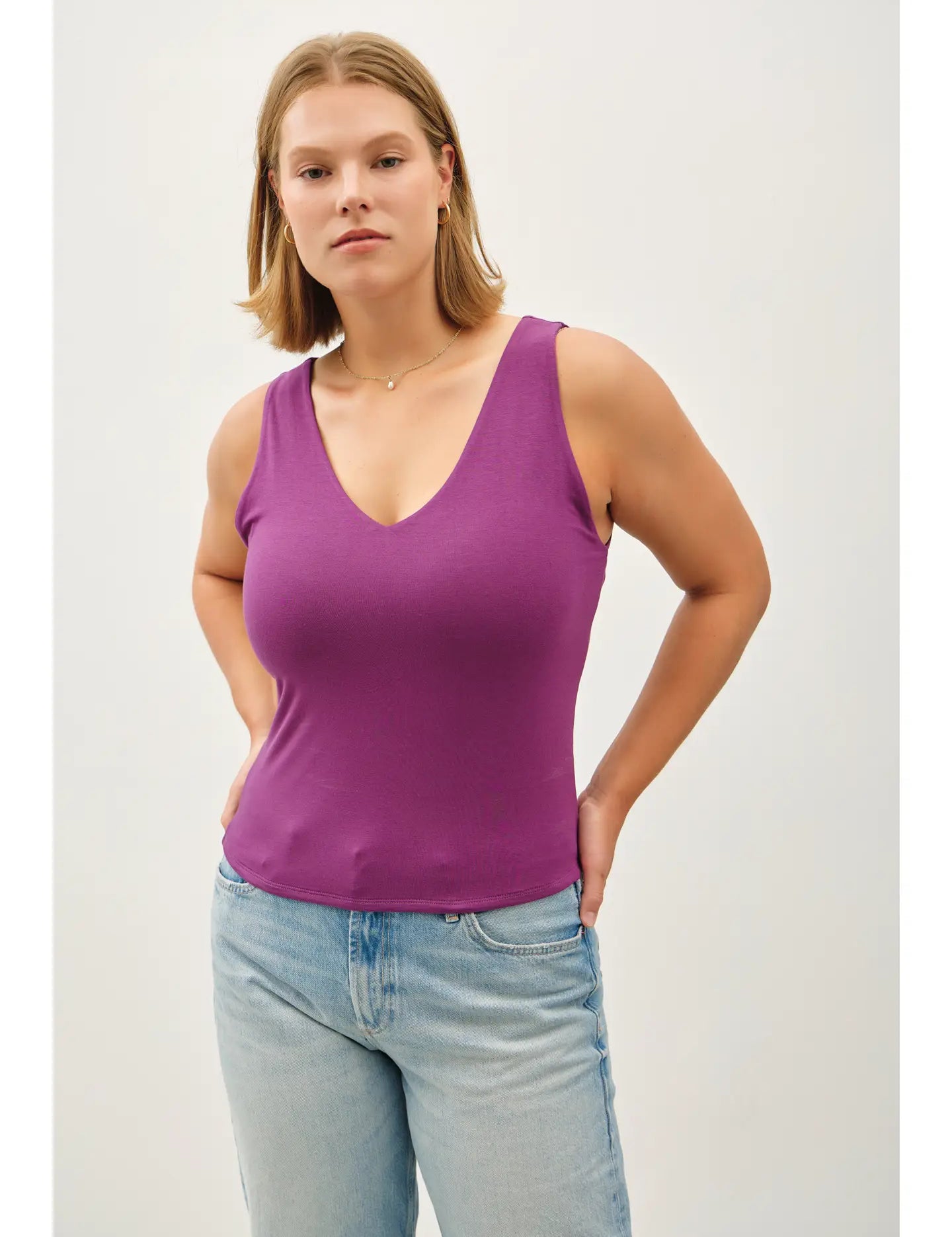 Brooke Plus Size Basic V Neck Tank Top