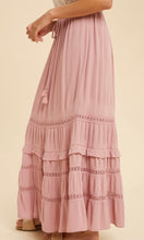 *SALE! Asan Dusty Mauve Tiered Maxi Lace Trim Skirt
