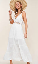 *SALE! Adalia White Boho Flower Lace Trim Maxi Dress