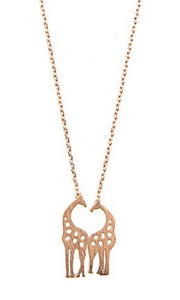Rose Gold Love Giraffe Pendant Short Necklace