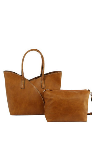 Baxter Brown 2-In-1 Set Vegan Leather Whipstich Handbag