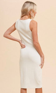 *SALE! Anmalia Ivory Button Front Ribbed Knit Midi Dress